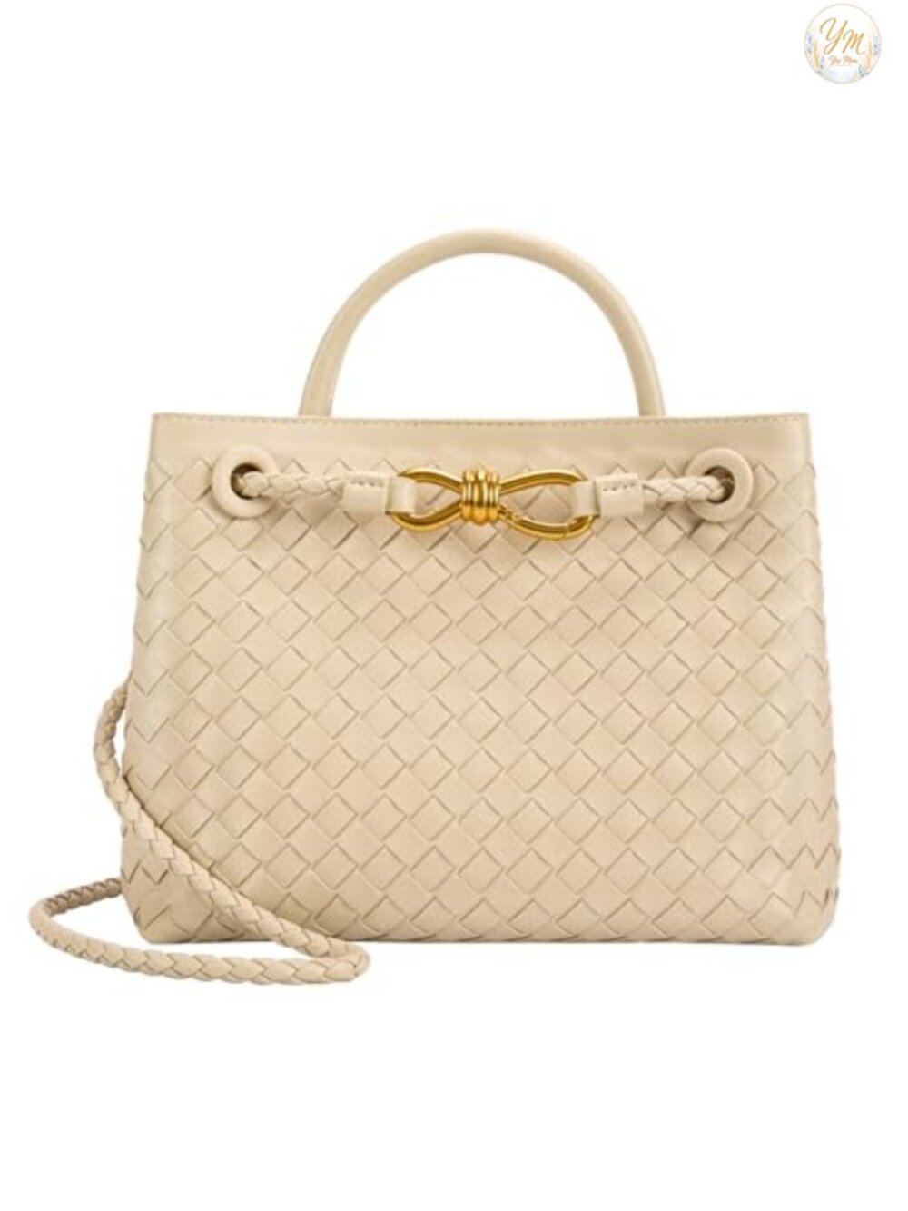 Woven Leather Tote Handbag PU Faux Leather Women Shoulder Purse Top Handle